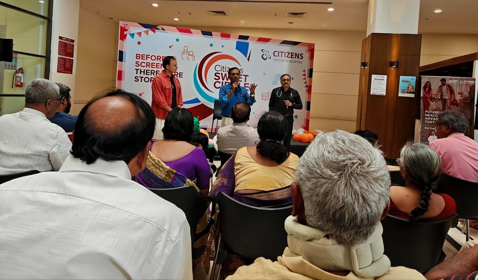 3 Dr. K. Vijay Kumar Dr. N. Papa Rao with the Anchor explaining about Diabatcs and precautions to be taken.jpeg